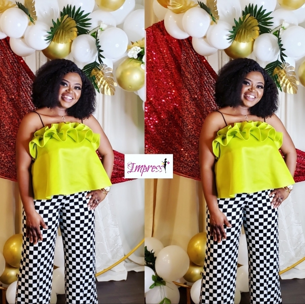 Vibrant Neon Colored Ruffle Top